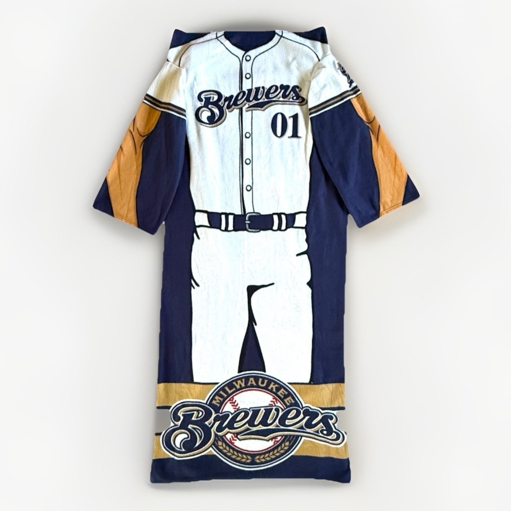 Milwaukee Brewers Wearable Blanket Hoodie‎ Fleece Lounger Adult One Size MLB